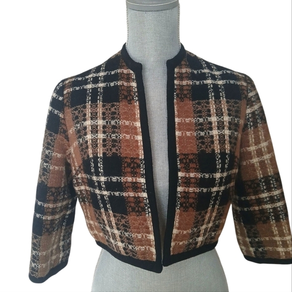 1950's Maggie Stover Blazer Three-Quarter Sleeves Open Front Crop Style - Picture 1 of 12